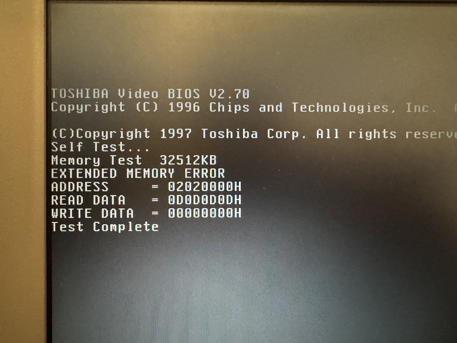 Extended memory error during POST Extended memory error during POST