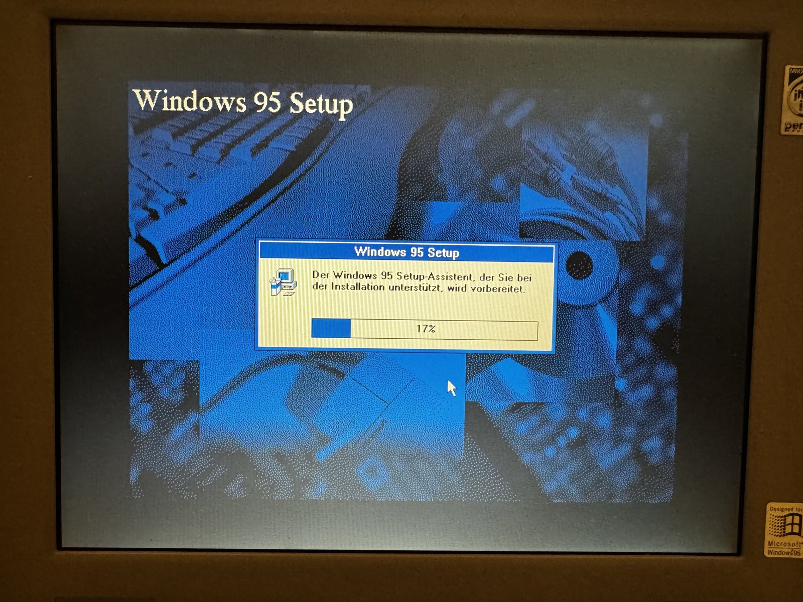 The Windows 95 setup finally runs The Windows 95 setup finally runs