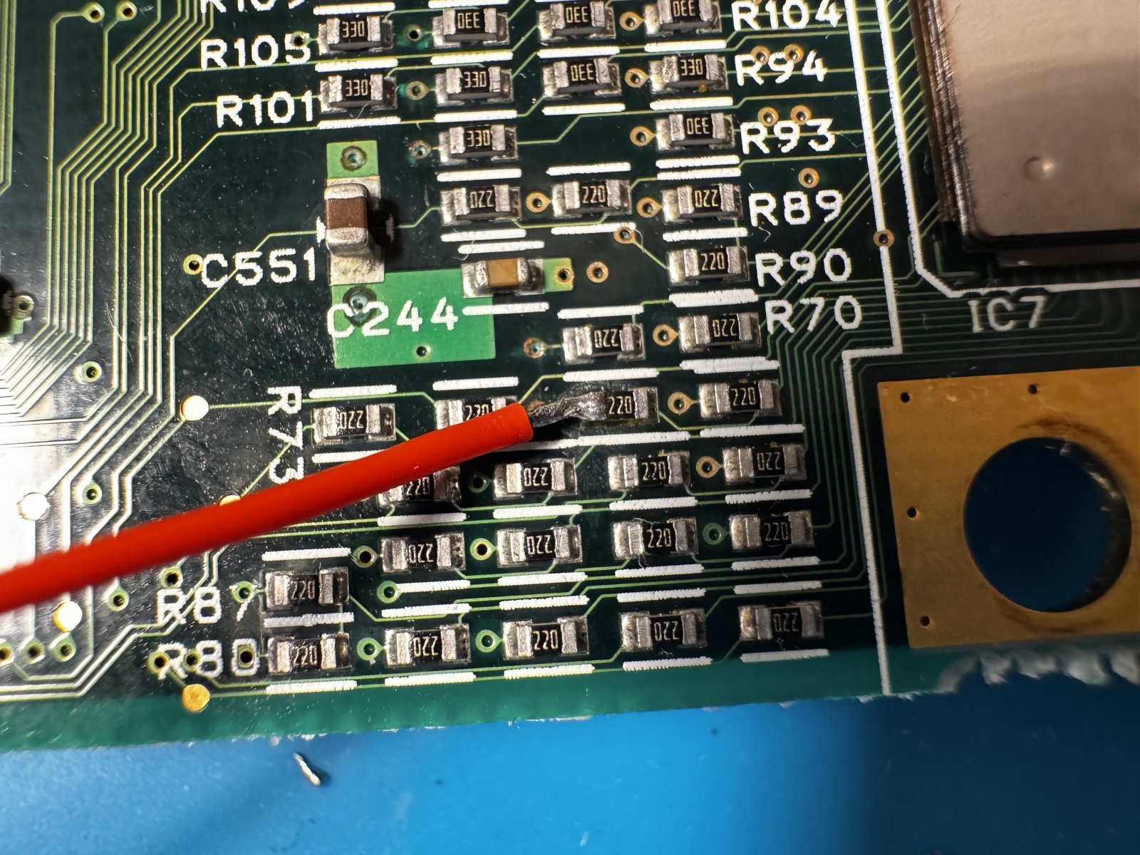 The wire on the resistor side. This was the easy part. The wire on the resistor side. This was the easy part.