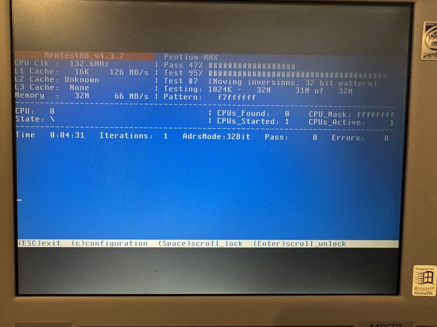 MemTest86 only sees 32MB MemTest86 only sees 32MB
