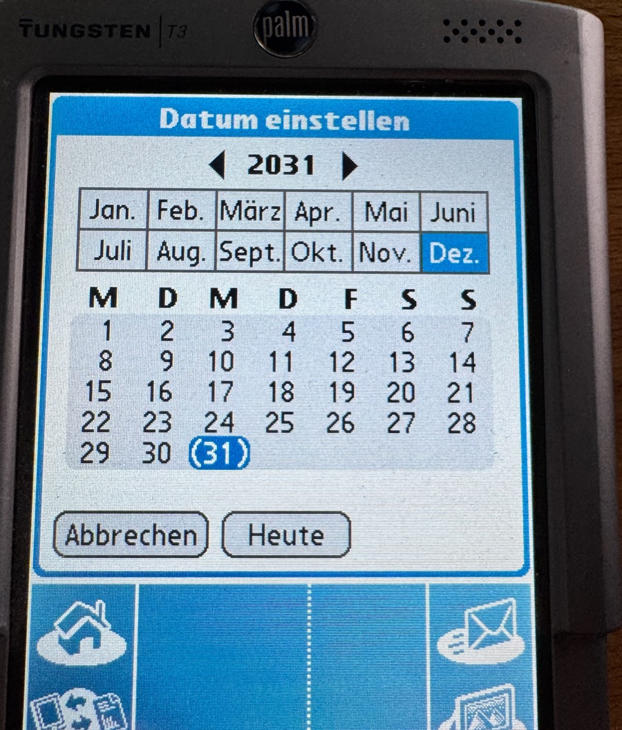 The system date picker on a Tungsten T3: 2031 is the last year you can select The system date picker on a Tungsten T3: 2031 is the last year you can select