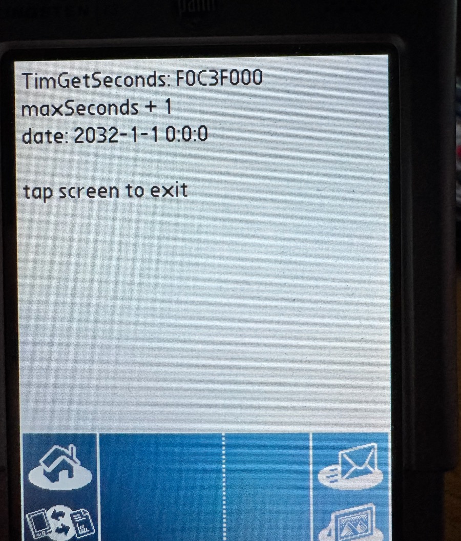 The same ClockProbe with the first version of DateFix: one second after maxSeconds it reads 2032-1-1 0:0:0 The same ClockProbe with the first version of DateFix: one second after maxSeconds it reads 2032-1-1 0:0:0