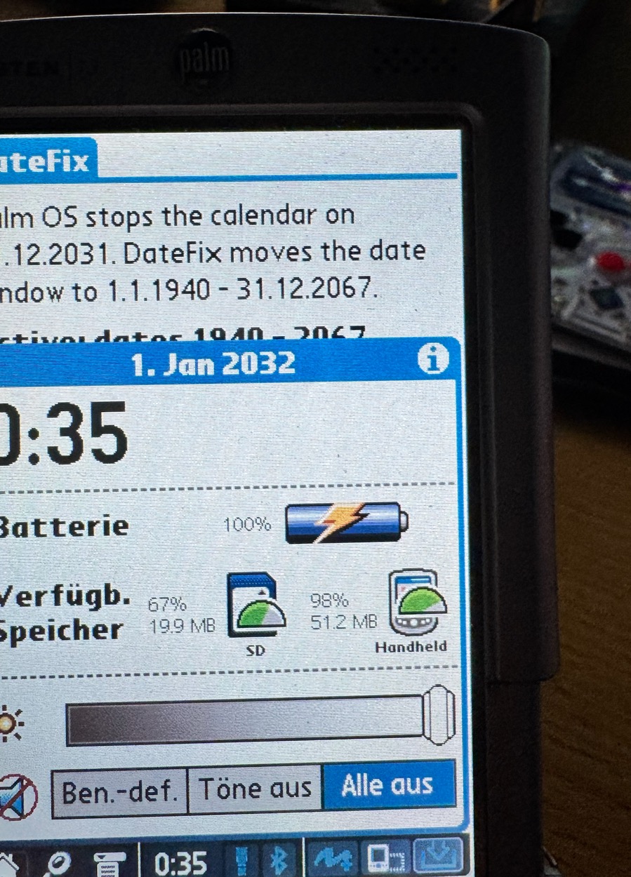 The status bar clock popup shows The status bar clock popup shows