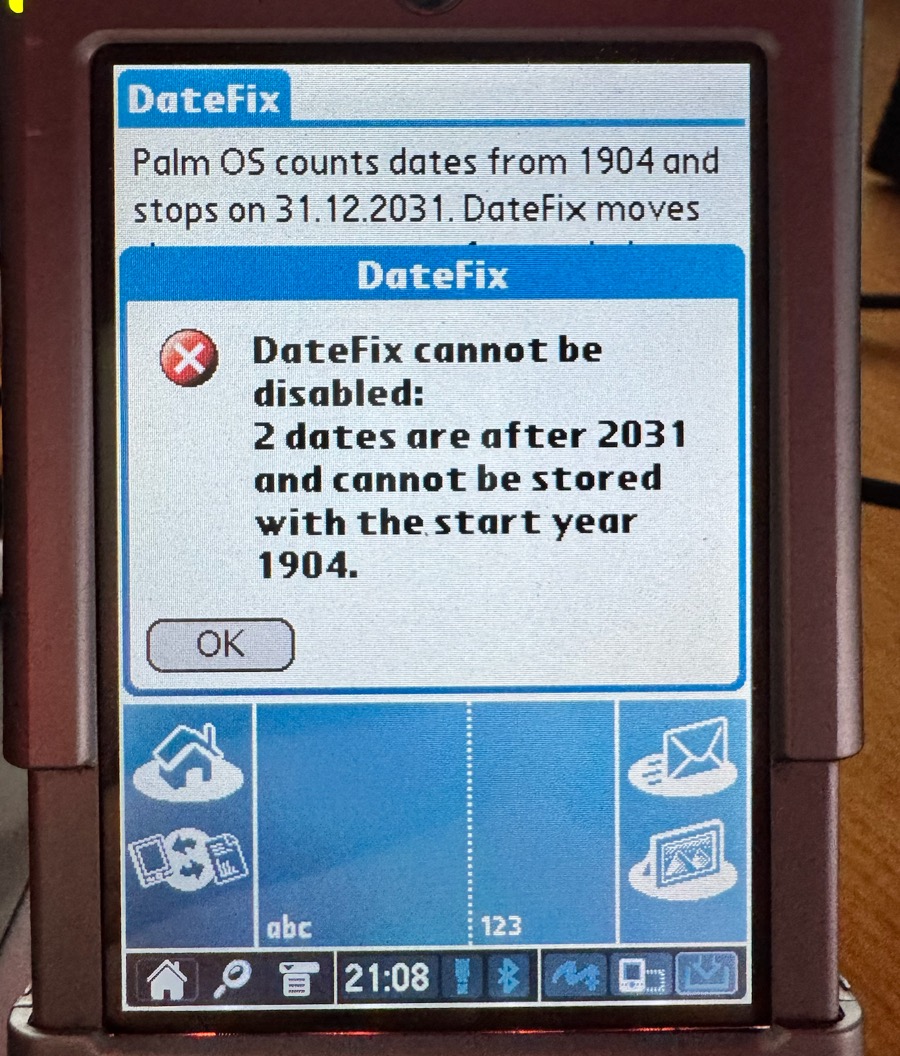 Disable on a Palm with entries after 2031: a dead end in the first version Disable on a Palm with entries after 2031: a dead end in the first version