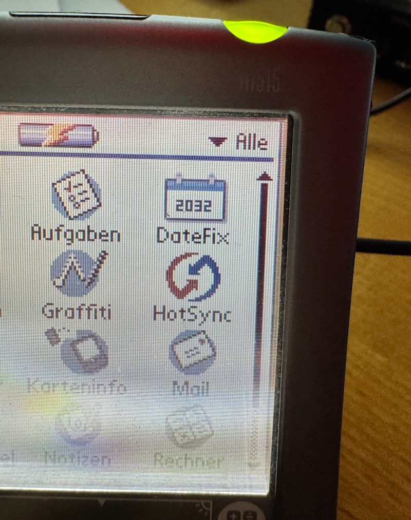 DateFix on a Palm m515 (Palm OS 4.1) – the icon shows the year that used to be impossible