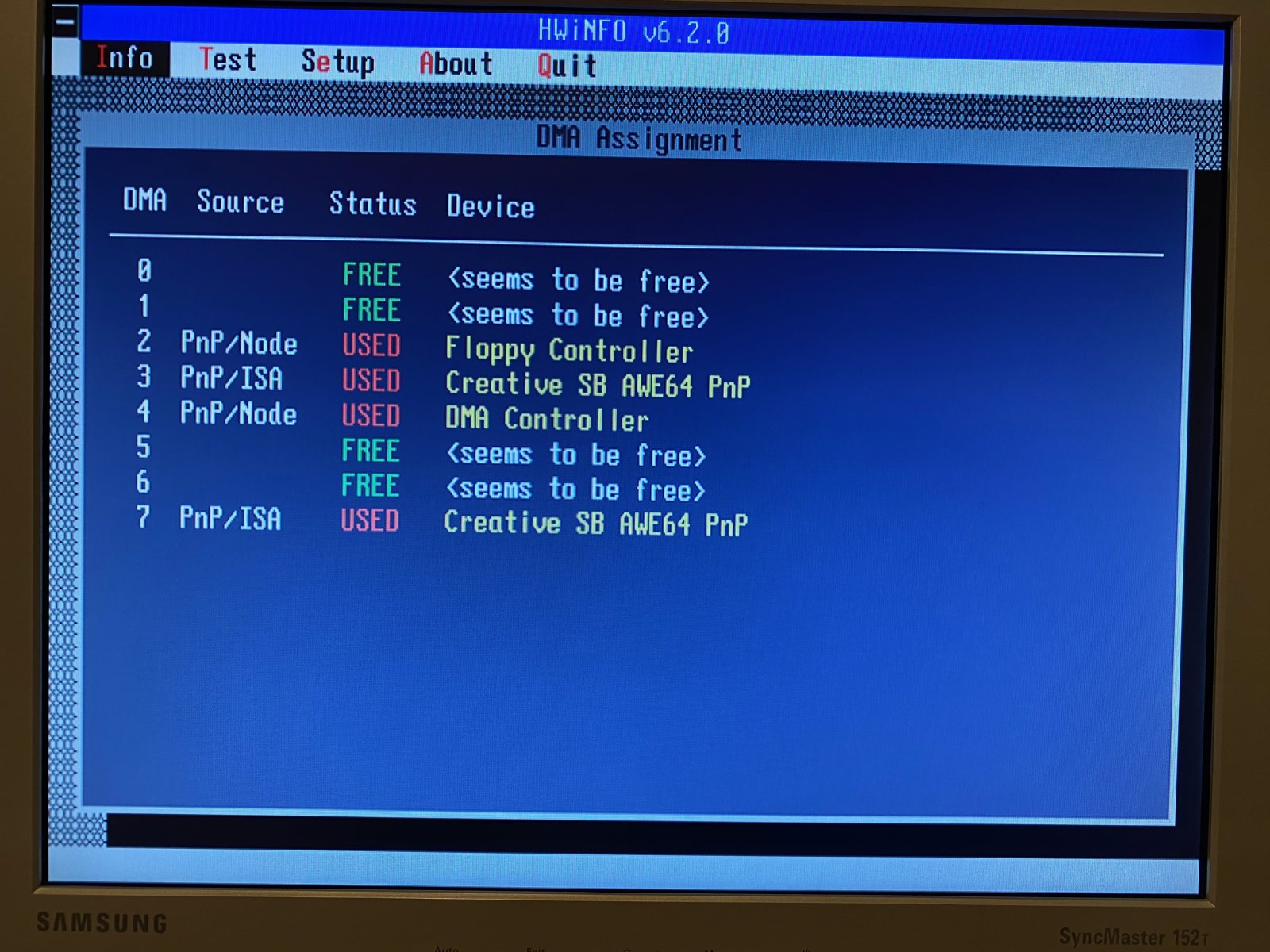HWiNFO on the Pentium II: the AWE64 in the DMA Assignment HWiNFO on the Pentium II: the AWE64 in the DMA Assignment