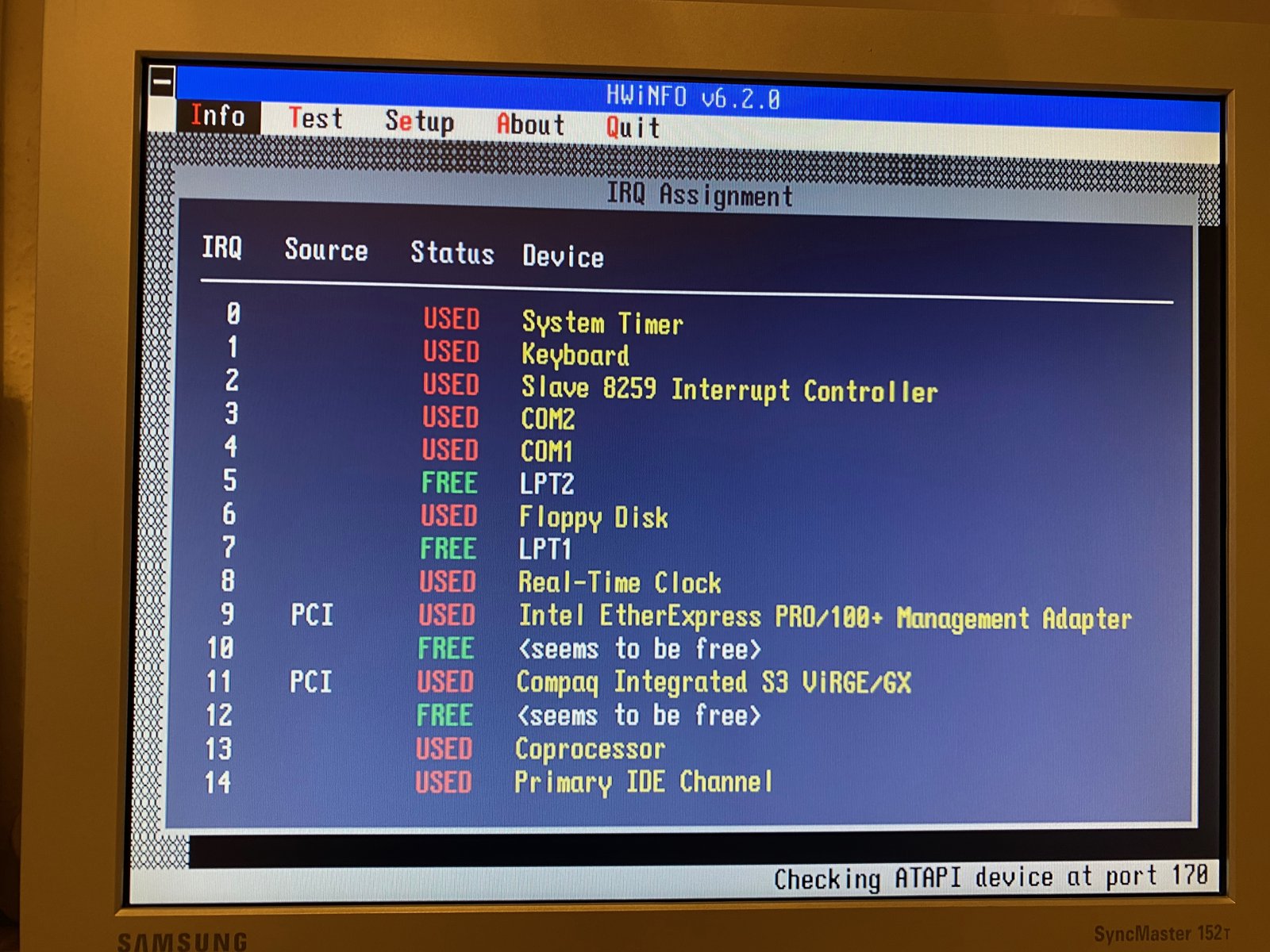 HWiNFO on the DX4-100: no AWE64 in the IRQ Assignment HWiNFO on the DX4-100: no AWE64 in the IRQ Assignment